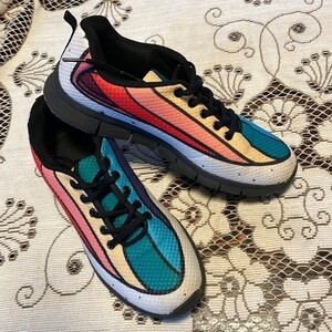 Color Block Large Striped with Star Black Cushioned Sneakers
